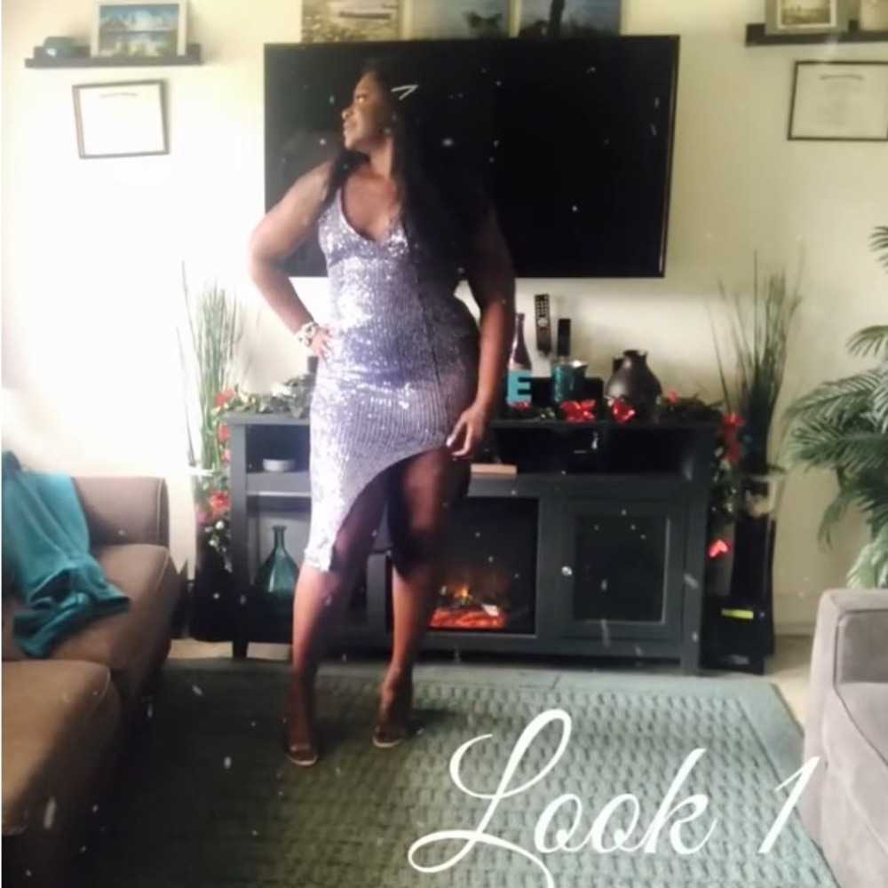 Glamorous Asymmetrical Silver Dress